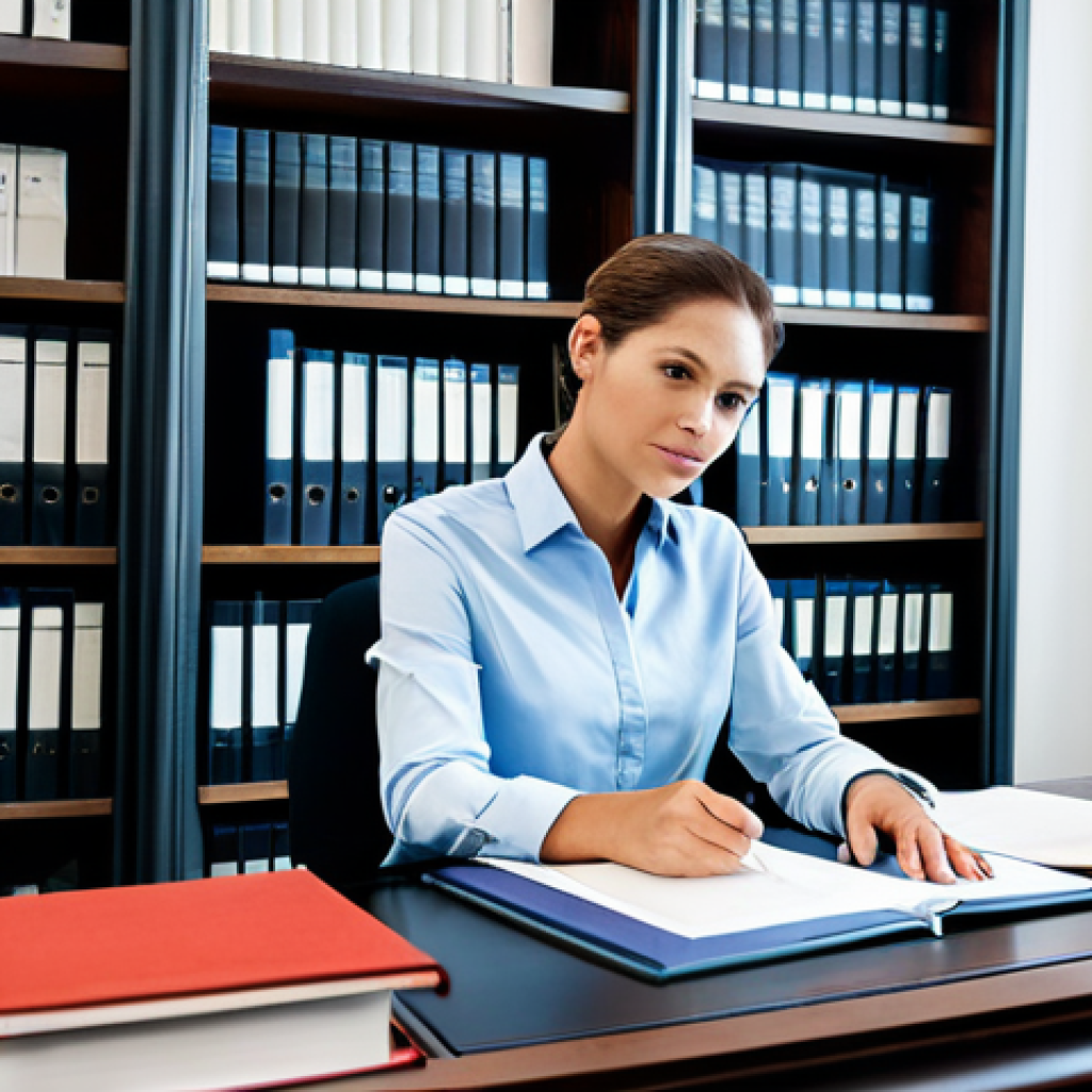 법률 실무를 위한 실용적 팁 - Modern Law Office Organization**

"A brightly lit, modern law office. A female lawyer sits at her de...