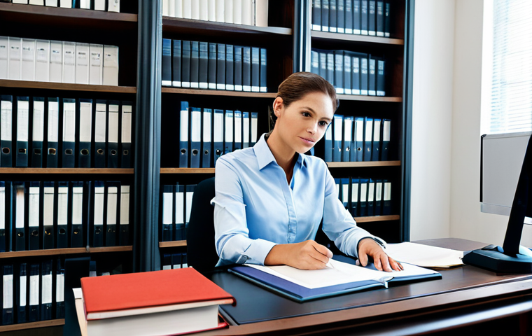 법률 실무를 위한 실용적 팁 - Modern Law Office Organization**

"A brightly lit, modern law office. A female lawyer sits at her de...