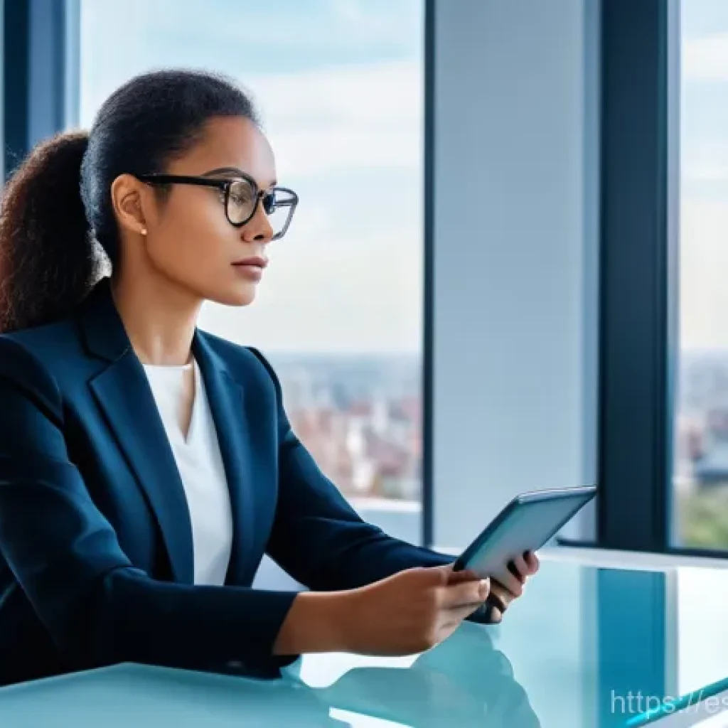 법률자문가의 경력 조정 - **Prompt 1: "A modern lawyer, a woman in her late 30s of diverse ethnicity, dressed in a sharp, tail...