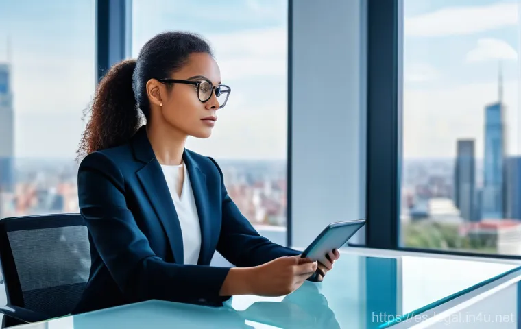 법률자문가의 경력 조정 - **Prompt 1: "A modern lawyer, a woman in her late 30s of diverse ethnicity, dressed in a sharp, tail...