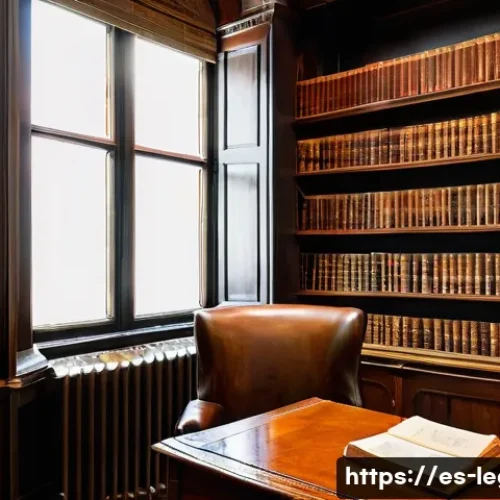 Home 30 법률 실무를 위한 필수 도서 목록 - A sophisticated law library scene showcasing classic legal reference books on civil and criminal law...