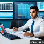 Home 19 법률 전문가로서의 이직 전략 - A modern law office scene focused on a young Hispanic lawyer specializing in technology law. The law...