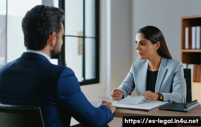 법률 자문가의 고객 관리 절차 - A professional Spanish-speaking lawyer in a modern office, engaging in a clear and respectful conver...