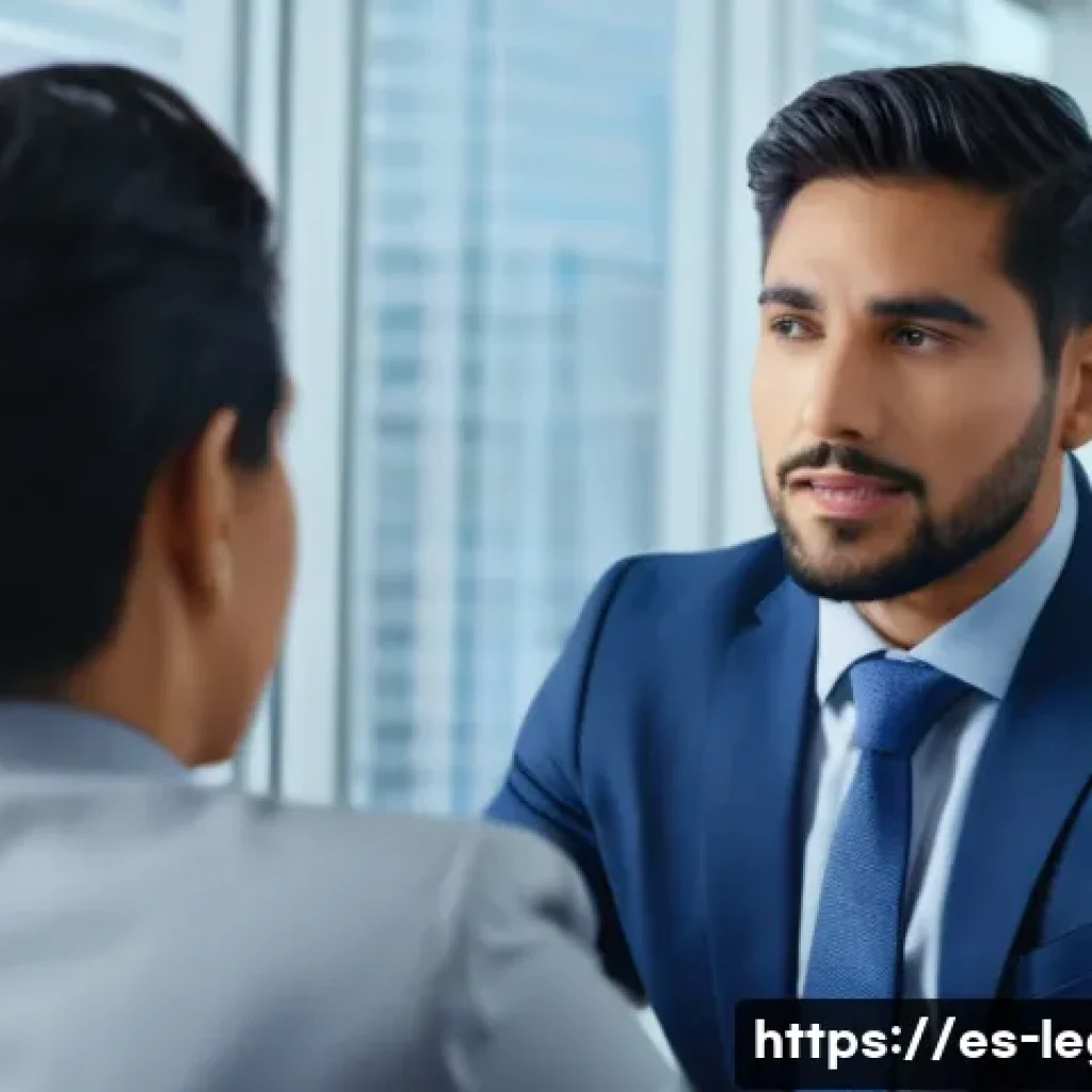 법률 자문가를 위한 고객 관리 - A professional legal consultation scene showing a Hispanic lawyer attentively listening to a middle-...