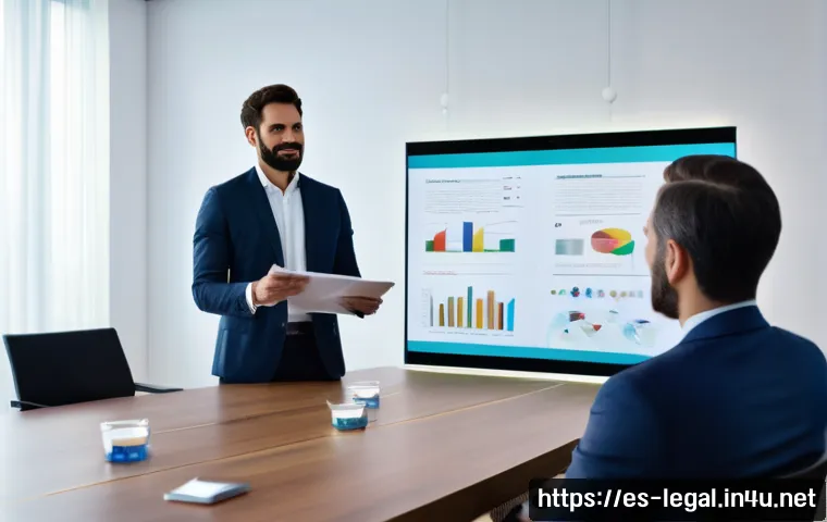 법률 자문가의 직무 평가 - A modern corporate office meeting room with diverse business professionals including a confident leg...