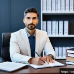 Home 21 법률 자문가의 직무 평가 기준 - A professional legal advisor in a modern office setting, deeply focused on analyzing complex legal d...