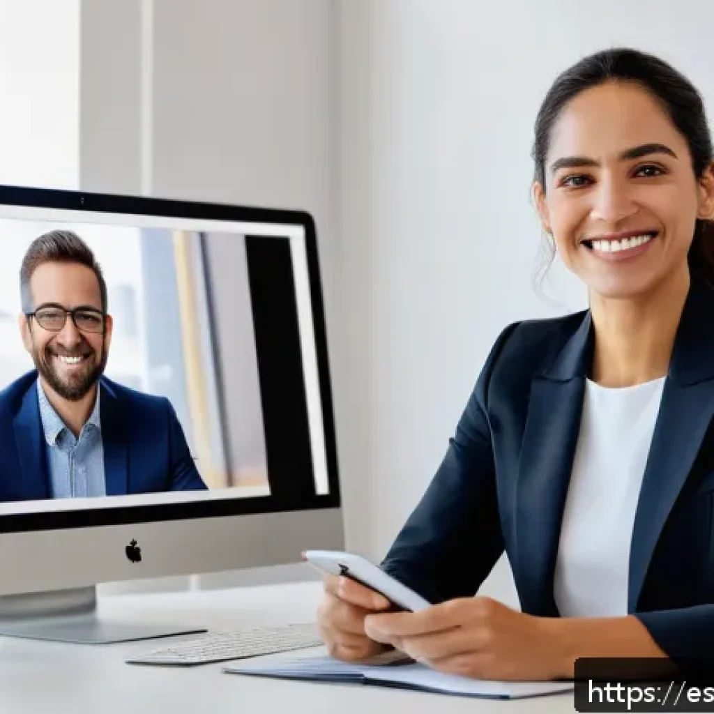 법률 자문가의 사후관리 전략 - A professional legal advisor in a modern office setting, engaged in a warm and personalized video ca...