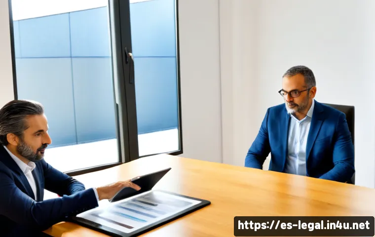 법률 자문가의 최신 트렌드 - Photorealistic modern legal consultation in a bright Barcelona office, diverse Spanish-speaking lawy...