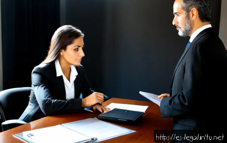 법률 자문가 실무 능력 평가 - Photorealistic legal adviser competency assessment in a modern Spanish law office, experienced lawye...